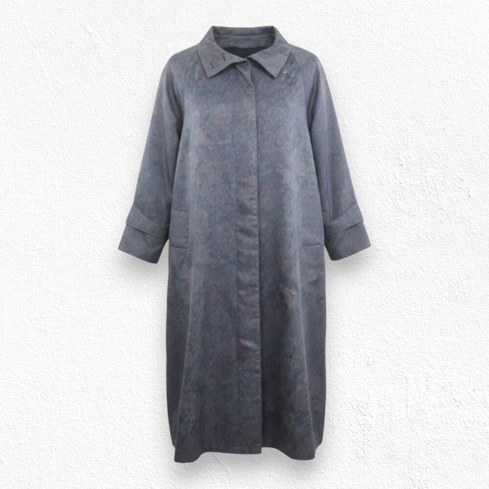 Vintage 80s London Fog Floral Trench Coat USA Removable Liner Spring Trench 12P